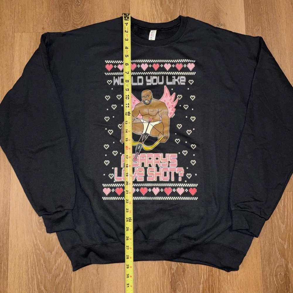 Would You Like A Barrys Love Shot Ugly Christmas Sweater Crewneck Shirt Men XL
